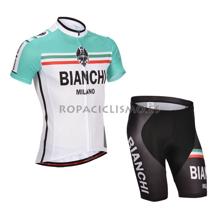 2014 Maillot Bianchi Mangas Cortas Verde Blanco